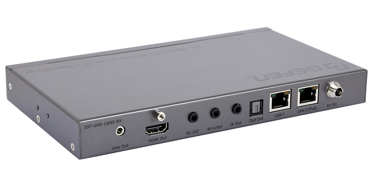 Gen 2.0 AV over IP Receiver with 4K, HDR, RS-232, IR, and Audio (EXT-UHD-LANS-RX) - EXT-UHD-LANS-RX - Gefen