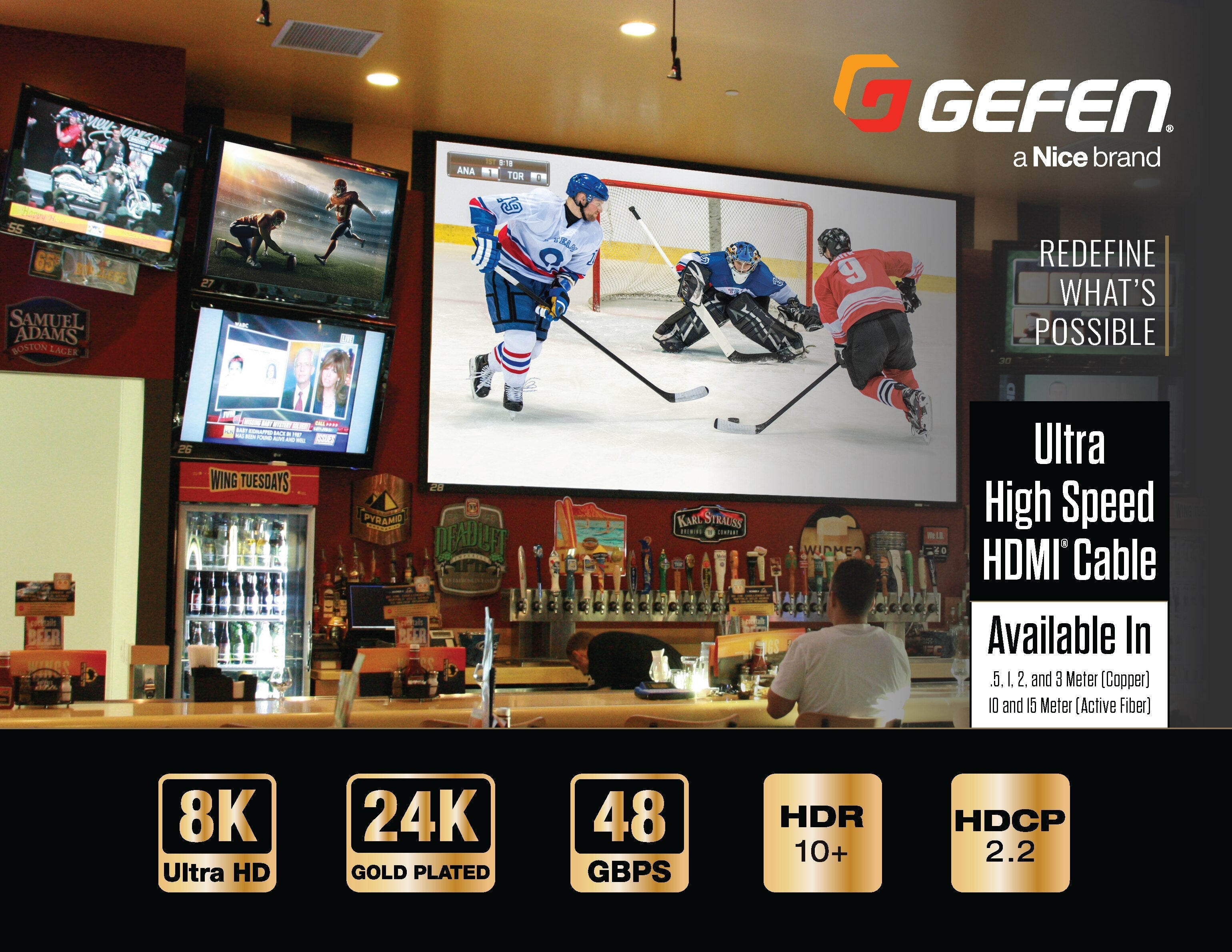 2-Meter (6.6 Feet) Ultra High Speed 8K HDMI 2.1 Certified Cable (GEF-CAB-HS-HDMI-2M) - GEF-CAB-HS-HDMI-2M - Gefen