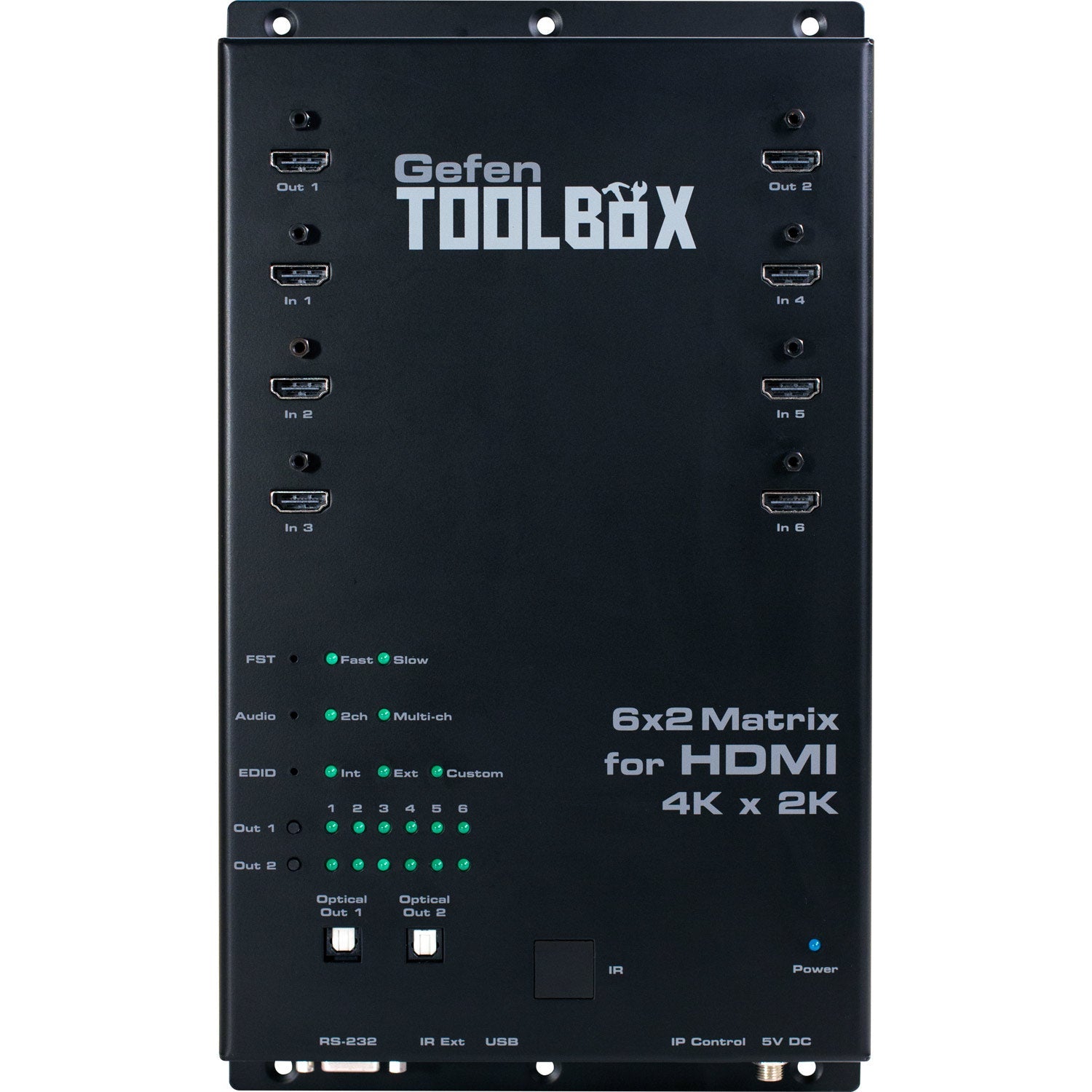 ToolBox 6x2 HDMI Matrix Switcher for 4K Ultra HD (GTB - HD4K2K - 642 - BLK) - GTB - HD4K2K - 642 - BLK - Gefen